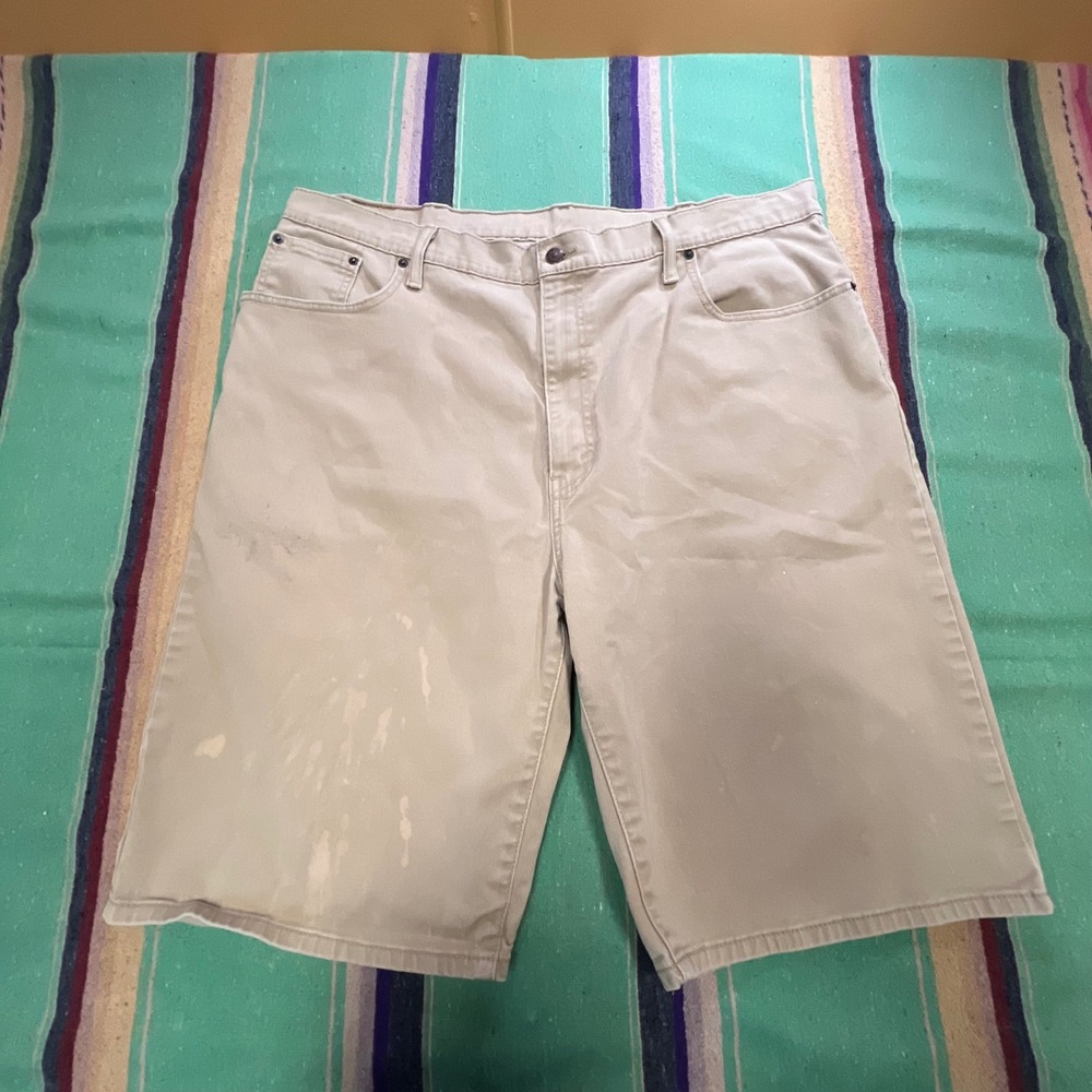 Levis 569 Shorts Mens 42 Tan Khaki Loose Straight Baggy Denim Skater Summer
